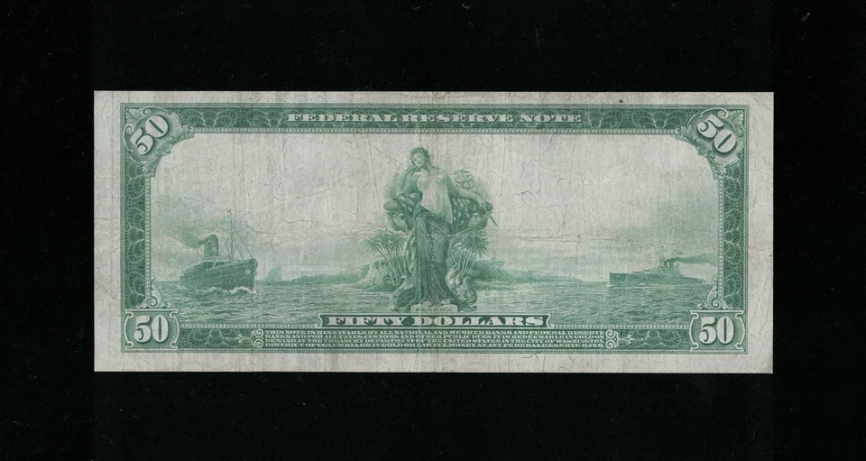SC 1914 $50 Cleveland, OH “Panama” Federal Reserve Note FRN Blue Seal (889A) - Image 3 of 4