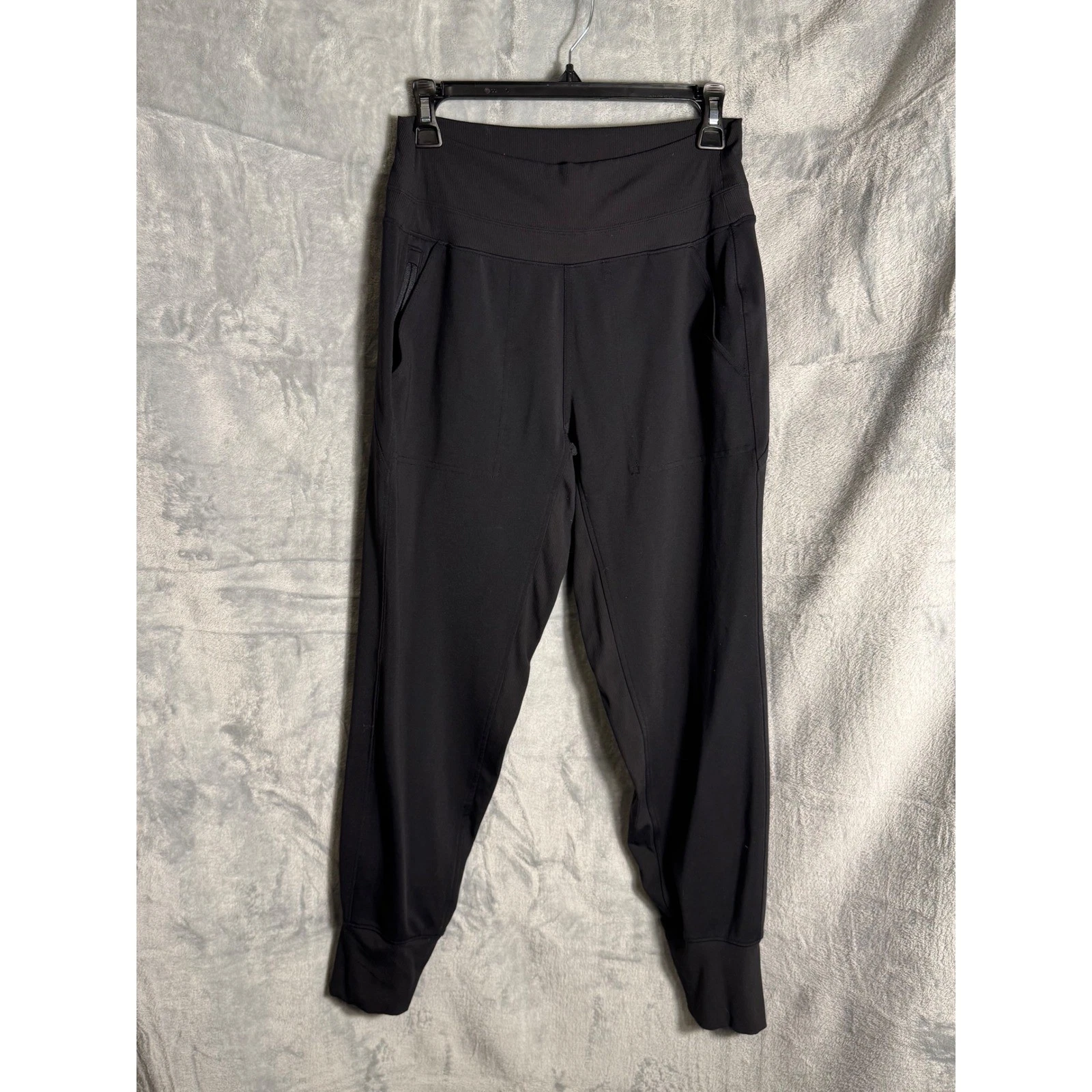 Athleta Black High Rise Jogger Pants Womens Small Ribbed Waistband Pockets