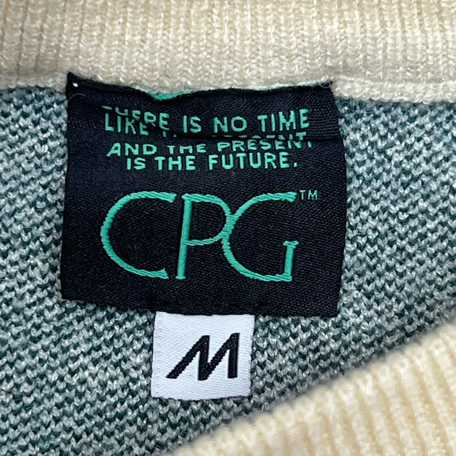 CPG CODEGRAPHY WORLDWIDE Sweater Women's Sz M Green/Crème WCPG-SWTR-NTRL-2022-3 image 10
