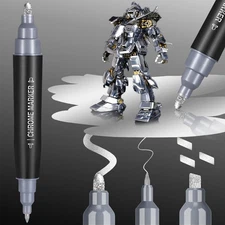 COORIART 1PK Dual Tip Liquid Chrome Marker, Permanent Mirror Chrome Paint Pen