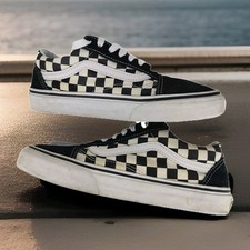 VANS Old Skool Lace up Black/White Checkerd Lo Top Skate Shoes Womens 7/Mens 5.5