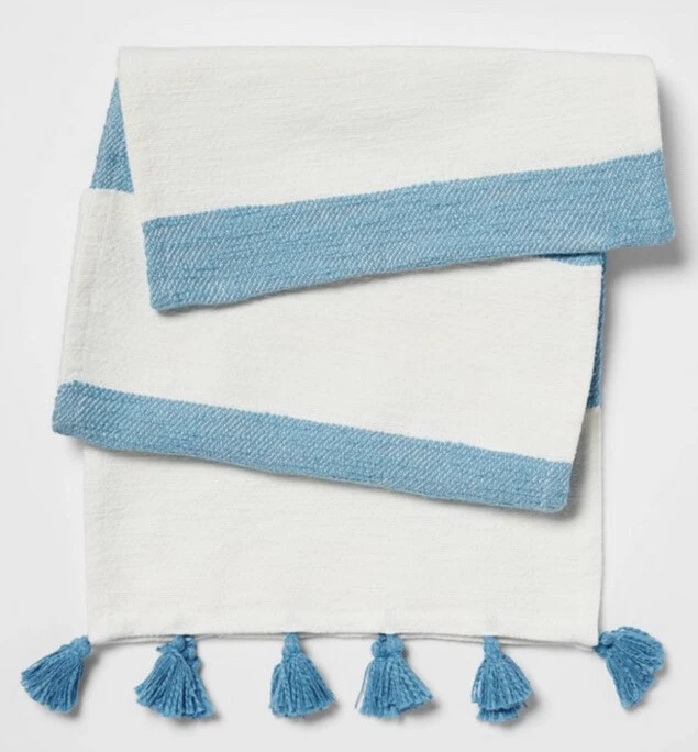 Opalhouse Cotton Preppy Striped Blue Table Runner 14" "