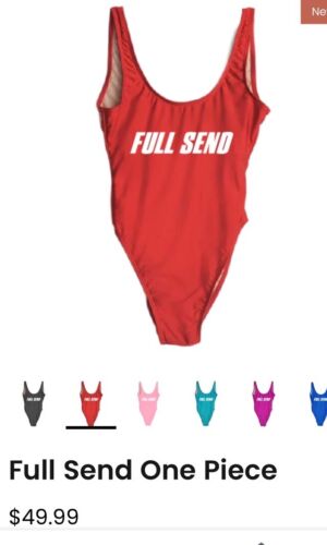 Full Send One Piece Red California Thong Swimsuit Bathing Suit Women’s Large NEW