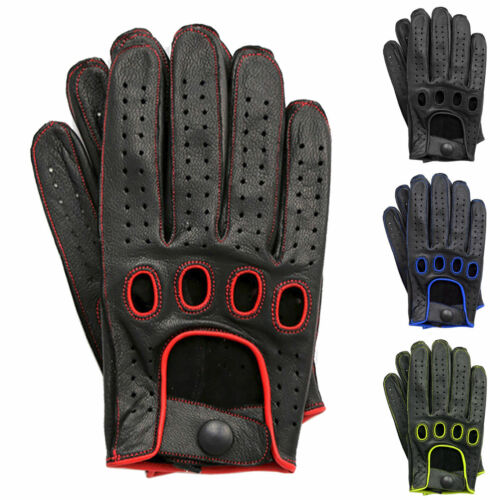 Guantes de conducir de chofer Swift Wears para hombre de cuero genuino puntada inversa - Imagen 1 de 6