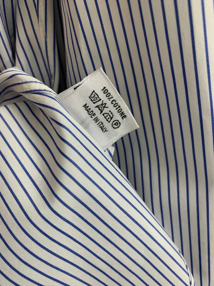Camisa de vestir para hombre Cesare Attolini regular azul real/blanco a rayas talla 42 Foto 3 de 4