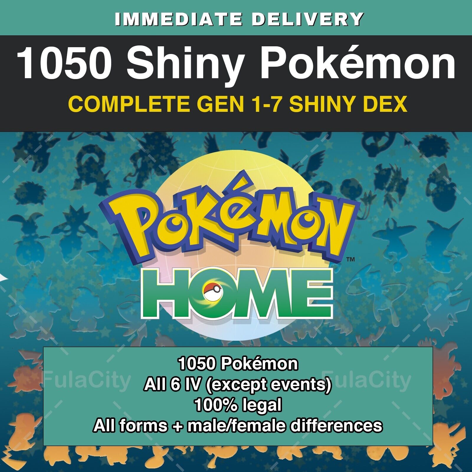 🌟Pokemon Home Full Living Dex All Forms gen 1-7 960 Pokemon