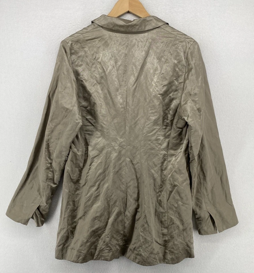 Blazer EILEEN FISHER M Mezcla de Algodón Orgánico Satinado Acero Chaqueta Un Botón Gris Foto 3 de 4