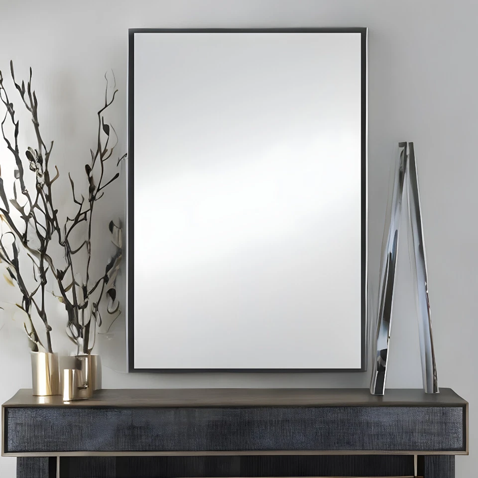 38" Black Metal Framed Accent Mirror - Image 2 of 4