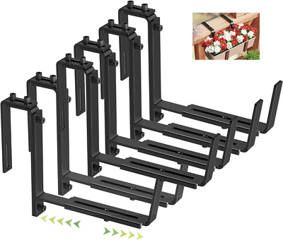6 PCS Heavy Duty Adjustable Window Box Brackets for Planter & Flower Baskets