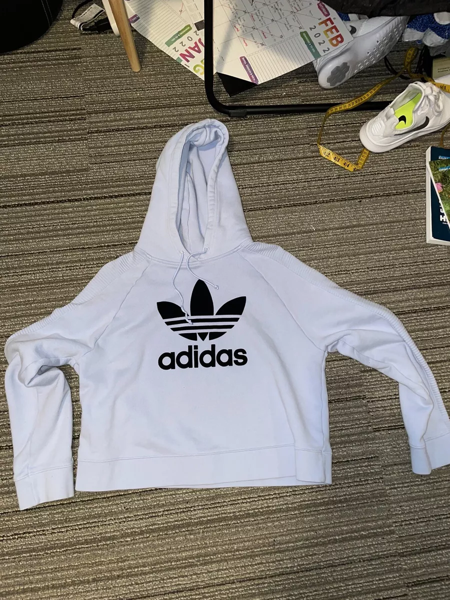 Adidas Originals Womens S Light Blue Cropped Hoodie