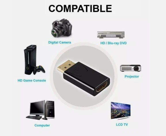 100X New Display Port to HDMI Male Female Adapter Converter DP to HDMI - Image 2 of 4