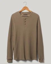 $40 Junk Food Men's Brown Long sleeve Rider Thermal Henley T-Shirt Size M