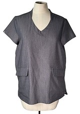 FIGS Scrub Top Womens Size Small Casma Two Pocket V Neck Gray