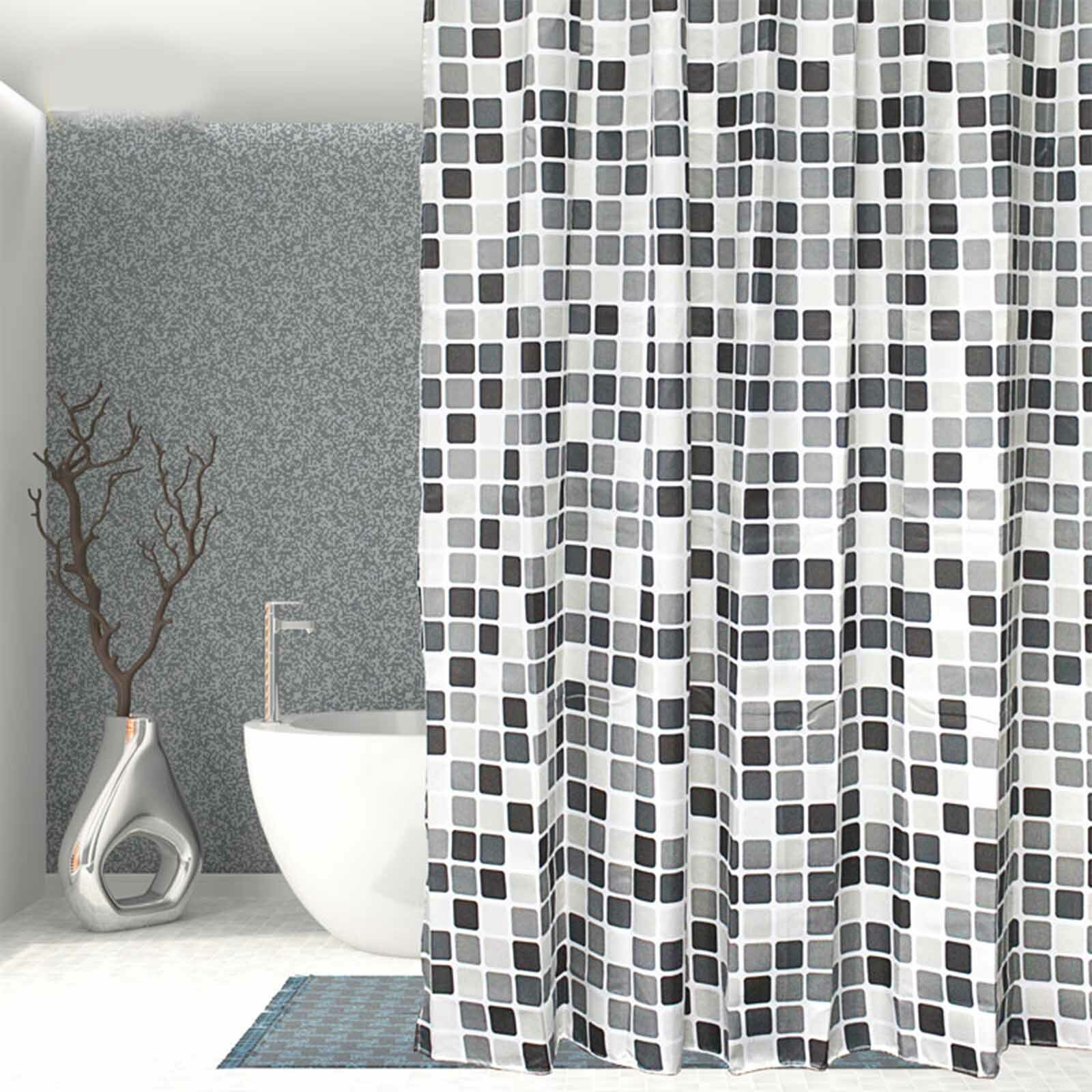 200*220cm Waterline Fabric Shower Curtain Mosaic Extra Long Wide Drop