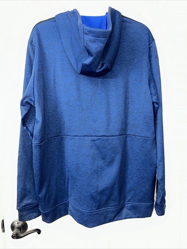 Adidas Para Hombre Grande Cremallera Sudadera con Capucha Chaqueta Bolsillos Azul Mármol Brazo Rayas Usada en Excelente Condición - Imagen 8 de 8