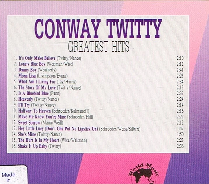 Conway Twitty: Greatest Hits - CD - Bild 2 von 2
