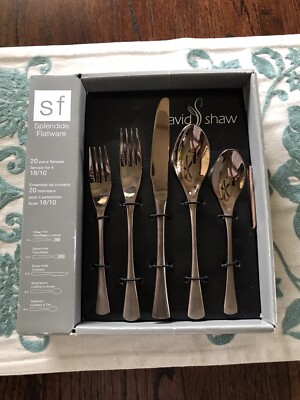 DAVID SHAW SPLENDIDE COPPER FINISH  20pc Serving set for 4 NEW IN BOX  18/10 SS
