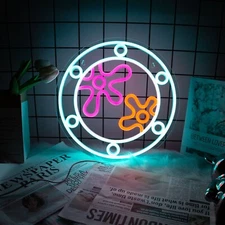 Ocean World Porthole Neon Lights, LED Under Sea Porthole Neon Signs, Sponge Bob