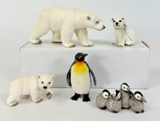Schleich Arctic Figurine Lot Polar Bear Penguin Adult Baby