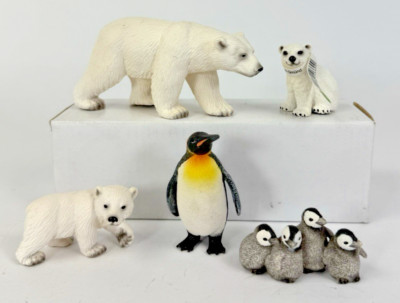 Schleich Arctic Figurine Lot Polar Bear Penguin Adult Baby