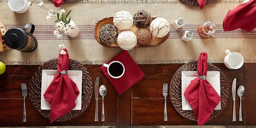 Variegated Tabletop Collection, Napkin Set, 20X20, Tango Red, 6 Piece - Picture 8 of 12