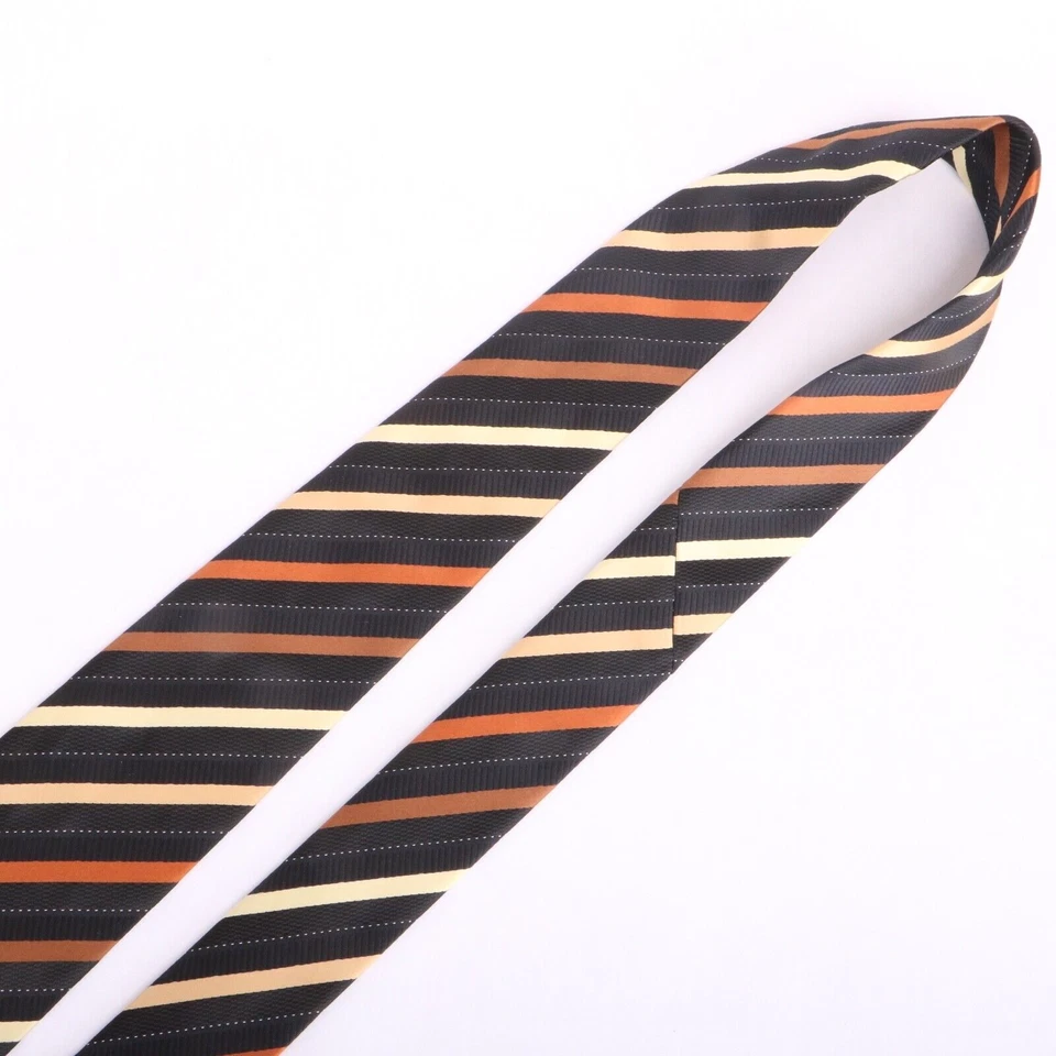 Corbata Giorgio Brutini Collezione negra naranja rayas diagonales poliéster Foto 4 de 4