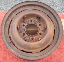 Vintage 16 X 4 Steel Wheel. 6 Lug X 5.5 Bp. 6 Clips. Raised Center. As-is.