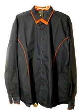 VSKA Shirt Black Red Trim Size 3XL Button Down Western Career Office Fancy NWT