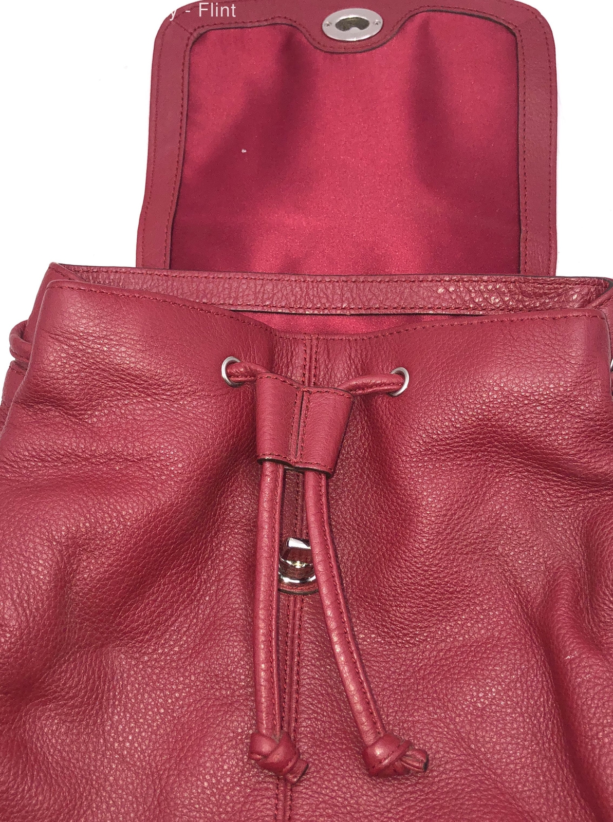 Coach Womens Red Pebbled Leather Adjustable Strap Top Handle Mini