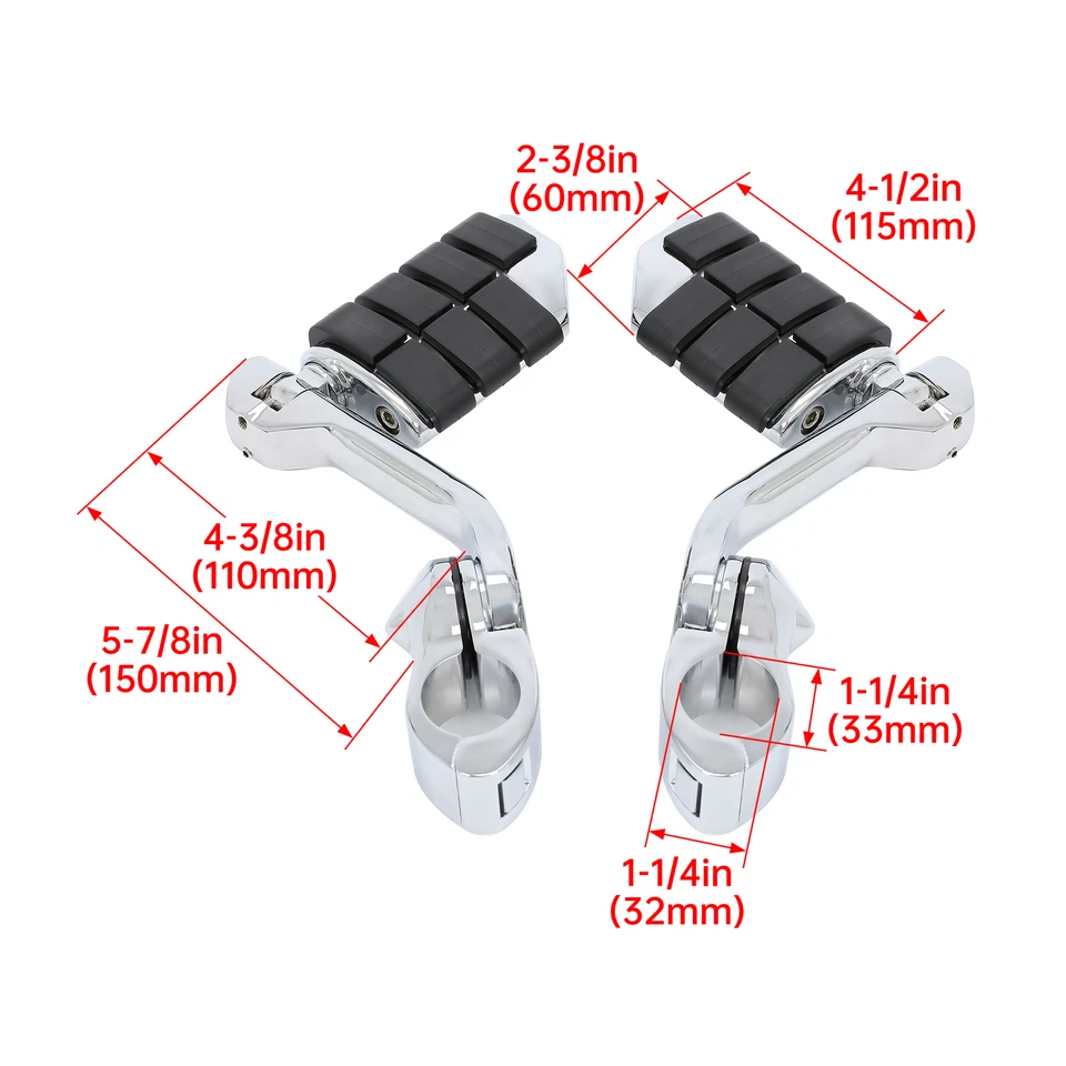 Clavijas de carretera de pie largo para motocicleta para Harley Road King Street Glide barras de 1-1/4" Foto 2 de 4