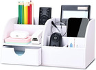 New ListingWhite Leather Desk Organizer Pen Pencil Holder Office Supplies Caddy Storage 6,