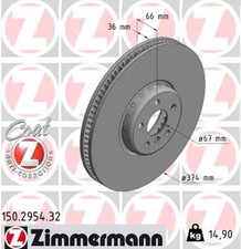 1x ZIMMERMANN Bremsscheibe FORMULA F 150.2954.32 f�r BMW 6er Turismo G32 7er G11