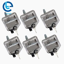 6pcs Stainless Steel Folding T Handle Tool Box Door Latch Trailer+Keys