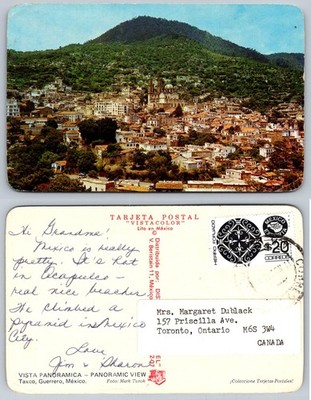 Vintage VISTCOLOR Postcard Taxco Guerrero Mexico Panoramic View Posted 2007