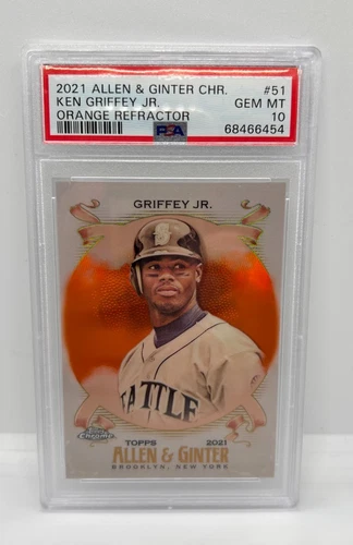 2021 Topps Allen & Ginter Chrome Ken Griffey Jr /25 Orange Refractor PSA 10