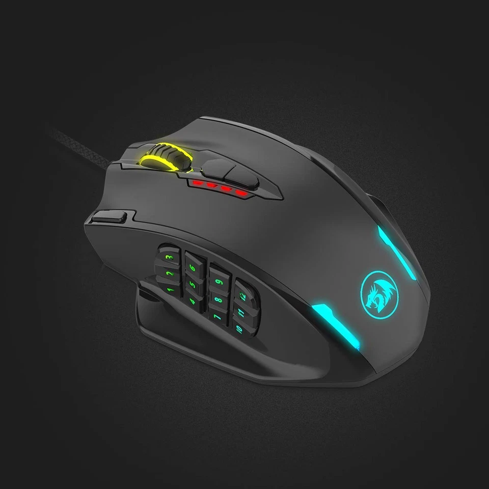 M908 Impact RGB LED MMO Mouse with Side Buttons Optical Wired Gaming - Image 2 of 4