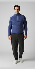 PETER MILLAR Mens MEDIUM Thermal Flow Micro Fleece Half-Zip Pullover Navy 175