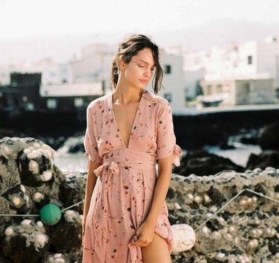 faithfull the brand pink dress Faithfull | Marcella Midi Dress Fiori Stripe Palazzo | Women's Midi Dress