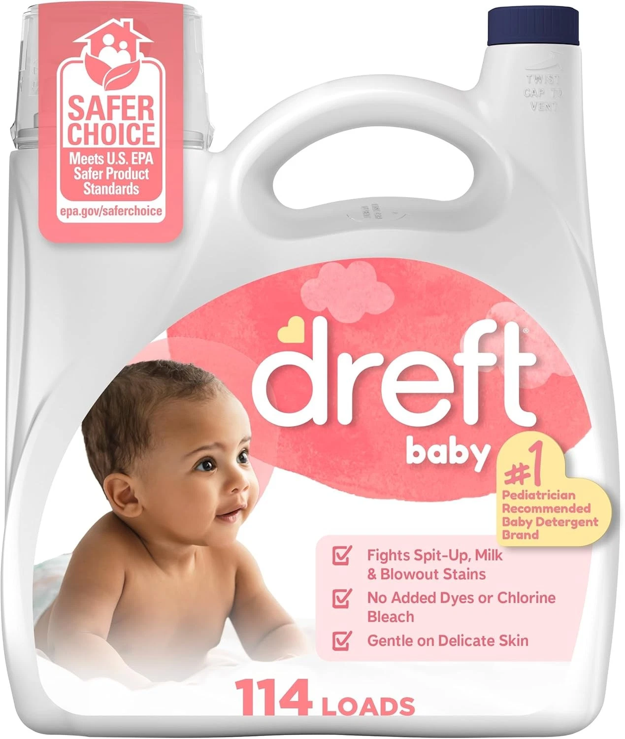 Baby Liquid Laundry Detergent Fights Stains Removes Odors 114 loads 150 fl oz
Opens in a new window
