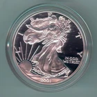 2001-W U.S. SILVER AMERICAN EAGLE - KM#273 - ORIG. CASE - NO BOX OR COA - PROOF