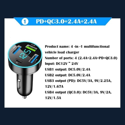 Chargeur Voiture Efficace et USB avec Indicateur LED Prend en charge Sortie Simu - Photo 7 sur 13