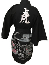 Women's Black short Kimono Cotton House Robe Beach Coverup Japan New