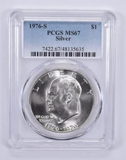 1976-S Eisenhower Dollar Ike Silver MS67 PCGS Blue Label