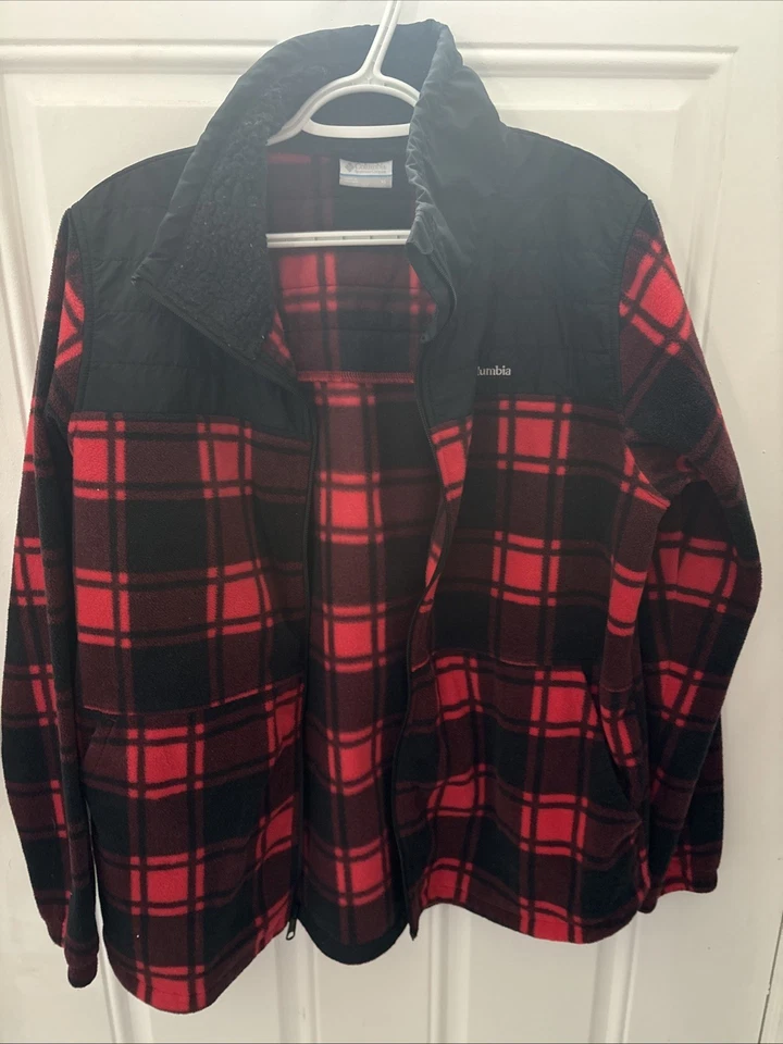 Columbia Chaqueta Para Hombres XL Tela Escocesa Vellón Cremallera Completa Vellón Sudadera Buffalo Cuadros Foto 2 de 4
