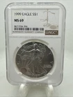1999 1oz .999 Fine American Silver Eagle ASE - NGC MS69