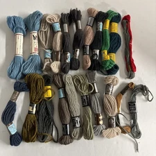 Lot of 18 Skeins Needlepoint Tapestry Wool Yarn Assorted Colors and Brands