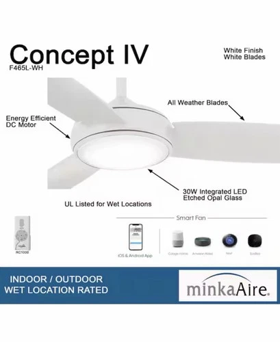 Minka Aire Concept IV 54 in Integrated LED Indoor Outdoor Smart Ceiling Fan NEW - Picture 4 of 13