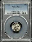 1936 Mercury Dime PCGS MS-66