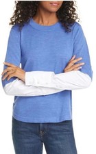 Veronica Beard Roscoe Mixed-Media Sweater Wool Cotton Sleeve Women s XS EUC