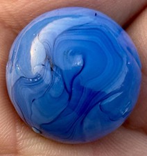 Vintage Early Alley Agate HTF 0.74 Blue Swirl Marble Pontil Mark NM
